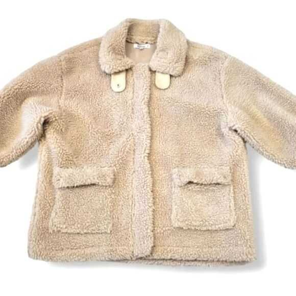 Missguided Borg Aviator Oversized Coat Jacket in Cream Faux Sherpa Size 12 - Picture 9 of 16